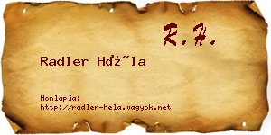 Radler Héla névjegykártya